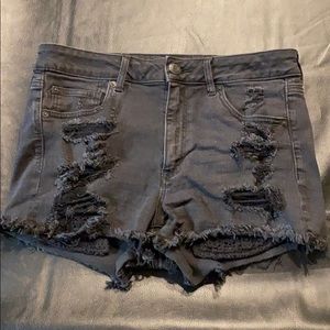Black shortie jean shorts